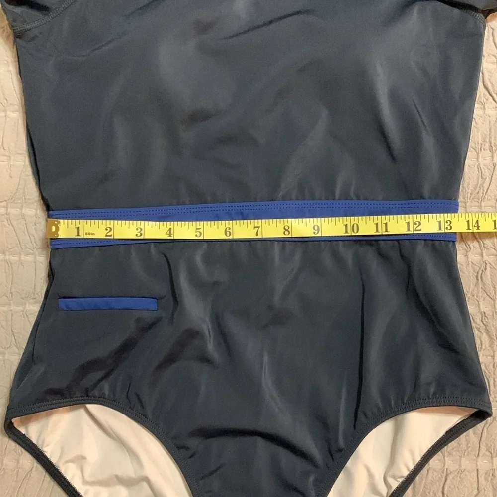 NEW Cabana Life Black Paneled Unisuit Sun Protective One Piece Swimsuit Large